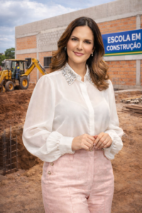Nova escola em construção recebe visita da vereadora Salete